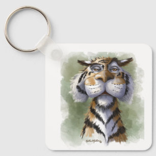 Porte-clés Dessin animé de tigre contrarié