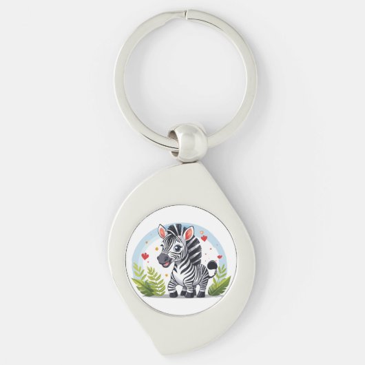 Porte-clés Dessin animé de zèbre mignon (Devant)
