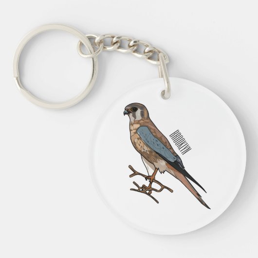 Porte-clés dessin animé d'oiseau-kestrel américain (Devant)