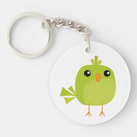 Porte-clés Dessin animé d'oiseau vert (Devant)