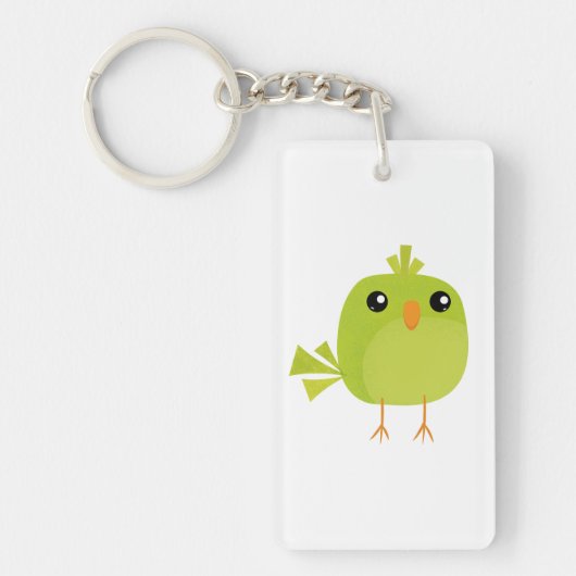 Porte-clés Dessin animé d'oiseau vert (Devant)