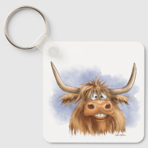 Porte-clés Dessin animé drôle de vache des Highlands