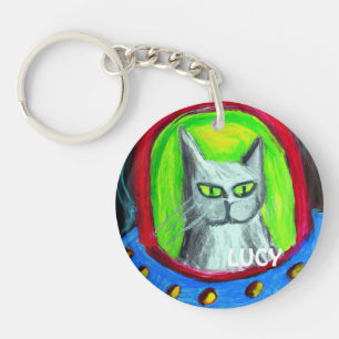 PORTE-CLÉS DESSIN ANIMÉ PERSONNALISÉ DRÔLE DE CHAT DANS UN OV