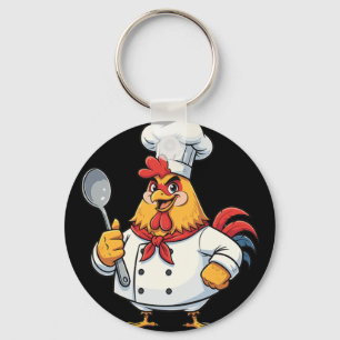 Porte-clés Dessin animé poulet cuisine coq chef cuisine
