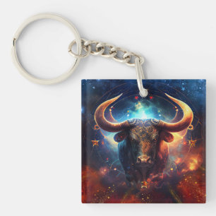 Porte-clés Dessin aquarelle Signe astrologique Taureau