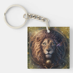 Porte-clés Dessin aquarelle Signe du zodiaque Lion