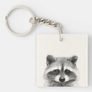 Porte-clés Dessin au crayon de Raccoon