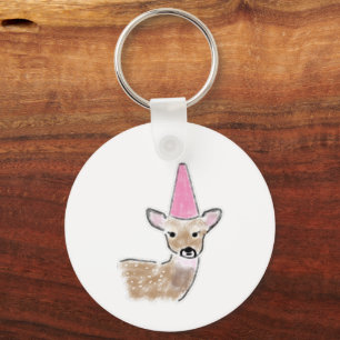 Porte-clés Dessin au crayon d'un chapeau de fête rose pour bé