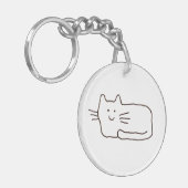 Porte-clés Dessin au trait de chat de dessin animé (Devant gauche)