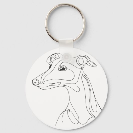 Porte-clés Dessin au trait de lévrier gris - Design minimalis (Recto)
