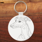 Porte-clés Dessin au trait de lévrier gris - Design minimalis (Verso)