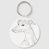 Porte-clés Dessin au trait de lévrier gris - Design minimalis (Verso)