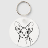 Porte-clés Dessin au trait élégant de chat Sphynx (Verso)