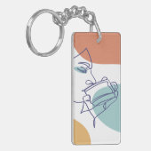 Porte-clés dessin d'art affiche d'une femme buvant du café (Devant gauche)