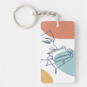 Porte-clés dessin d'art affiche d'une femme buvant du café (Devant)