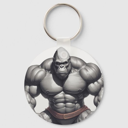 Porte-clés Dessin d'art pop de Gorilla Bodybuilder (Recto)