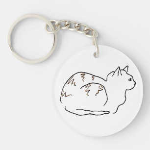 Porte-clés Dessin de chat rayé en ligne art 
