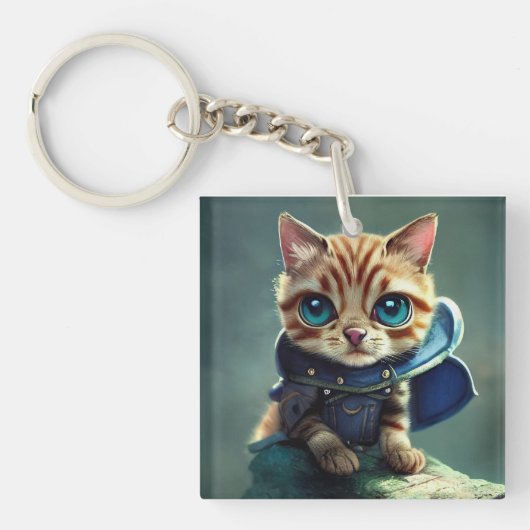 Porte-clés dessin de chaton (Devant)