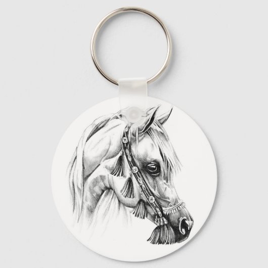 Porte-clés Dessin de cheval croquis artisanal (Recto)