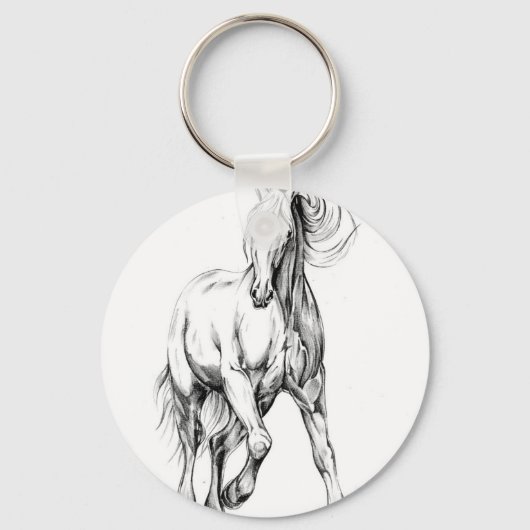 Porte-clés Dessin de cheval croquis artisanal (Recto)