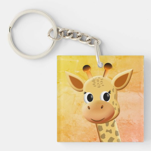 Porte-clés Dessin de Giraffe Bébé mignonne (Devant)