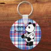 Porte-clés Dessin de Judo Panda avec ceinture noire (Recto)