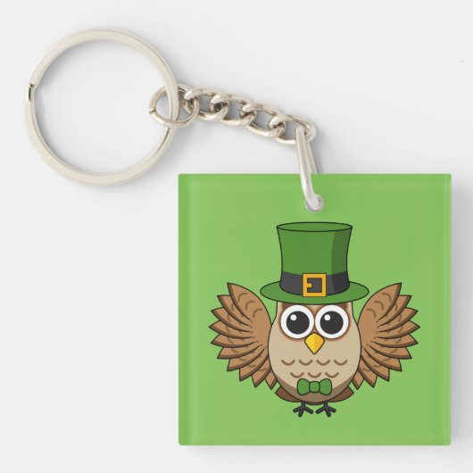 Porte-clés Dessin de la chouette de la Saint Patrick (Devant)