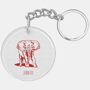 Porte-clés Dessin de ligne rouge foncé monogramme
