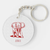 Porte-clés Dessin de ligne rouge foncé monogramme (Dos)