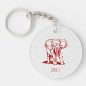 Porte-clés Dessin de ligne rouge foncé monogramme (Devant)