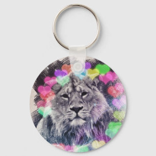 Porte-clés Dessin de Lion Heart Bokeh Art numérique