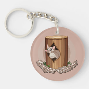 Porte-clés Dessin de log de Sugar Glider mignon