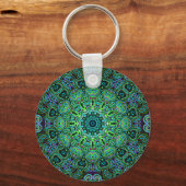 Porte-clés dessin de mandala vert émeraude (Verso)