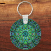 Porte-clés dessin de mandala vert émeraude (Recto)
