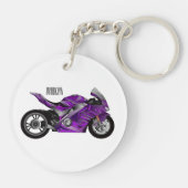 Porte-clés Dessin de moto de sport violet (Dos)