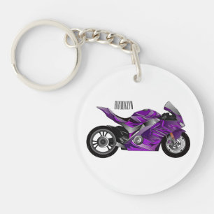 Porte-clés Dessin de moto de sport violet