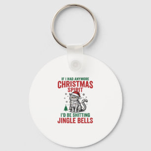 Porte-clés Dessin de Noël drôle d'esprit de chat vintage