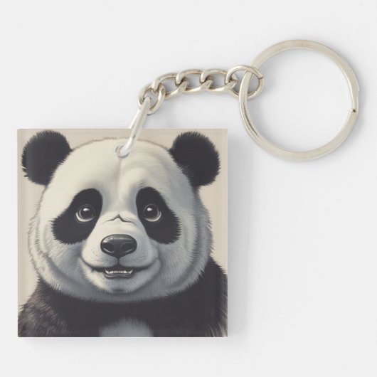 Porte-clés Dessin de Panda (Dos)