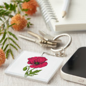 Porte-clés Dessin de pavot rouge (Devant Droit)