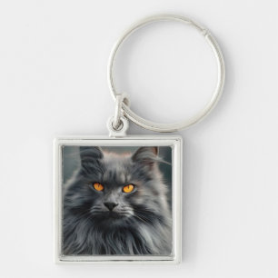 Porte-clés Dessin de portrait de chat majestueux à poils long