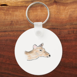 Porte-clés Dessin de profil de biche avec un regard en coin g