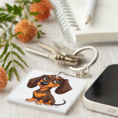 Porte-clés Dessin de teckel chiot mignon (Devant Droit)