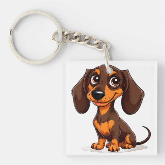 Porte-clés Dessin de teckel chiot mignon (Devant)