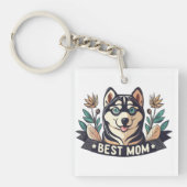 Porte-clés Dessin de Whimson Siberian Husky Chig Maman (Devant)