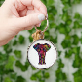 Porte-clés Dessin d'éléphant coloré (Main)