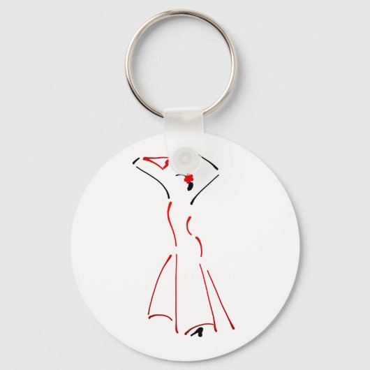 Porte-clés Dessin d'encre d'une danseuse de flamenco (Recto)