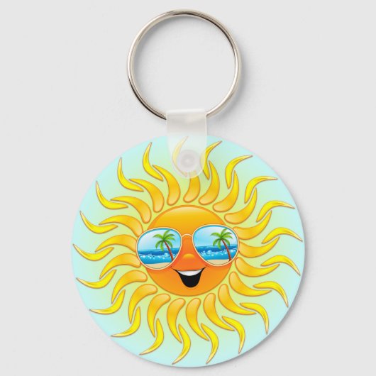 Porte-clés Dessin d'été avec lunettes de soleil porte - clé (Recto)