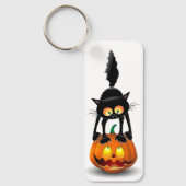 Porte-clés Dessin d'Halloween au chat effrayé sur Citrouille (Recto)