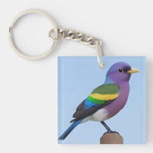 Porte-clés 🌿 Dessin d'oiseau perché pour un style inspiré de