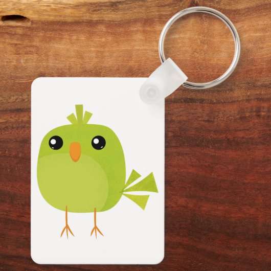 Porte-clés Dessin d'oiseau vert (Verso)